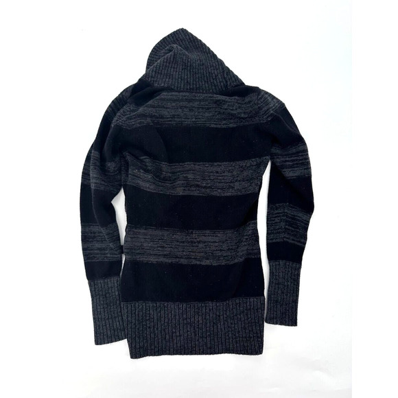 Guess Black Striped Shawl Collar Buckle Long Sweater Top Size S/P Y2K Preppy - Picture 6 of 7